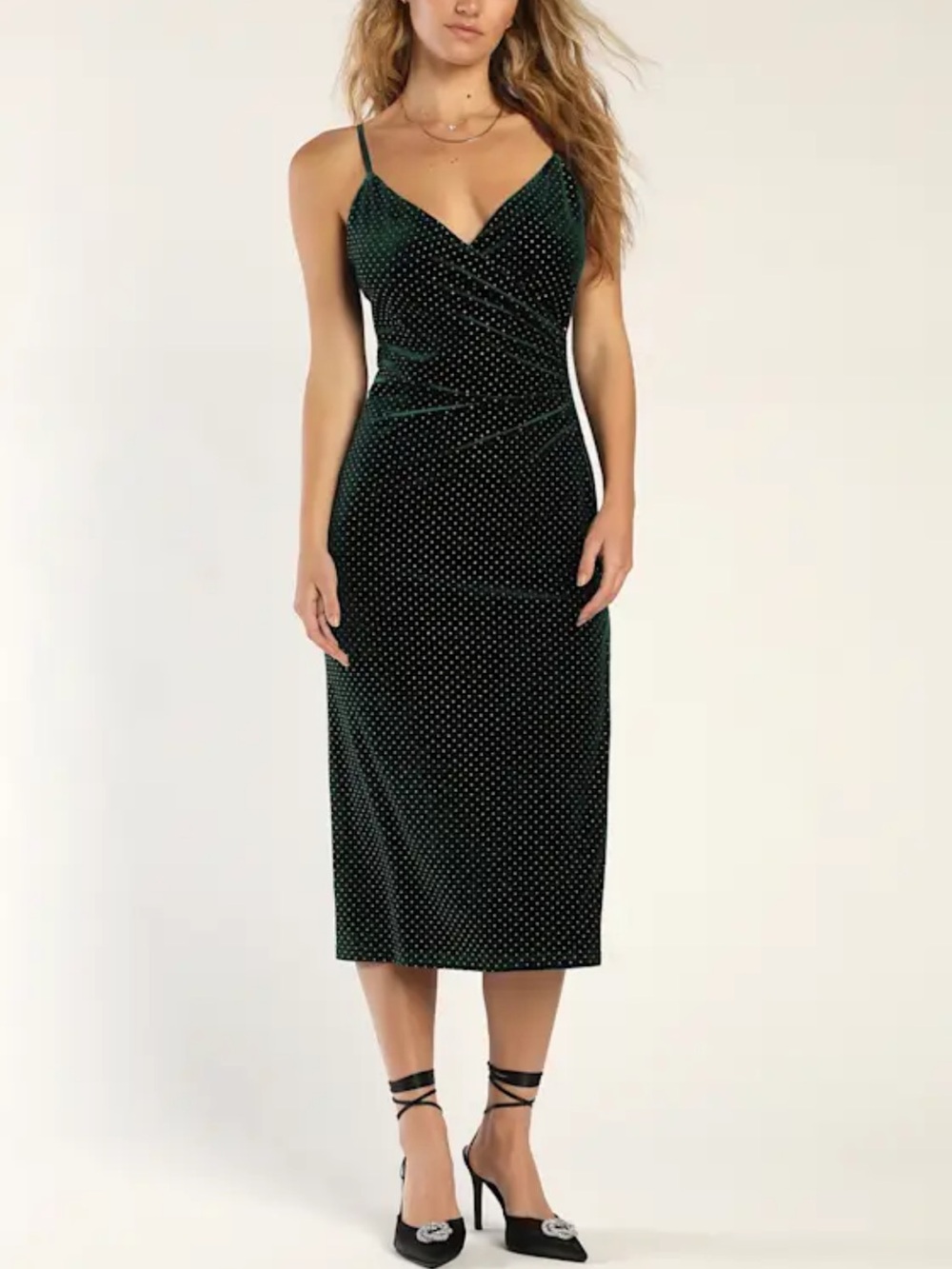 Green Velvet Studded Dress